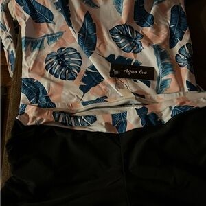 Aqua Eve Tropical Leaf Print Swimsuit